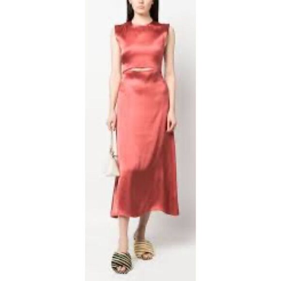 Loulou Studio Copan Cut-Out Midi Dress in Brick NWT Size Large - Picture 1 of 4